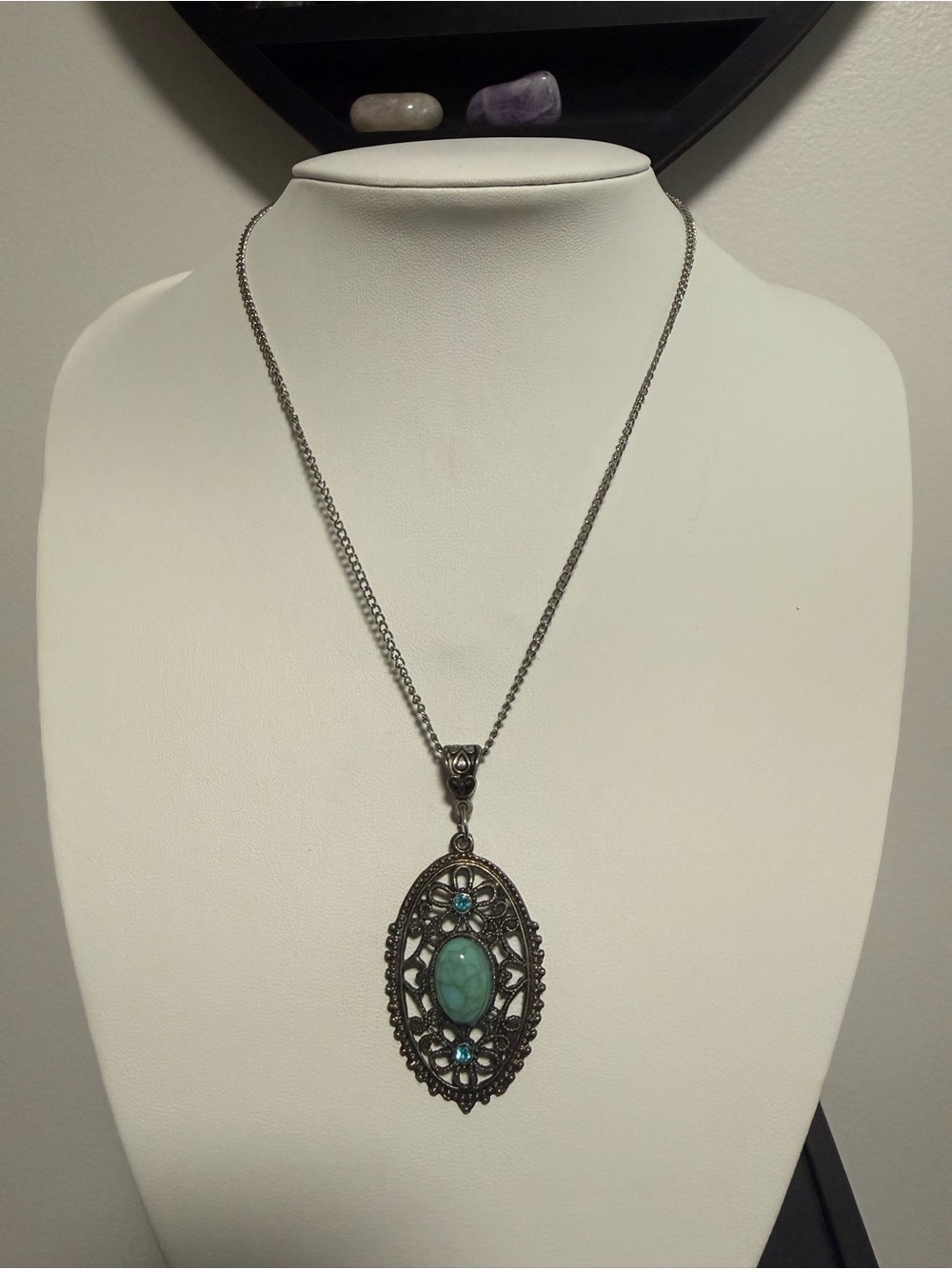 Fairycore Filigree Turquoise Pendant Necklace